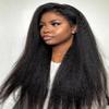 ISEE Glueless Wigs Human Hair Kinky Straight Pre Plucked Pre Cut, 9X6 M Cap HD Lace Closure 180% Density, No Glue, Reay to Wear Wig for Beginner, Natural Color (Kinky Straight, 18 Inch) view 1