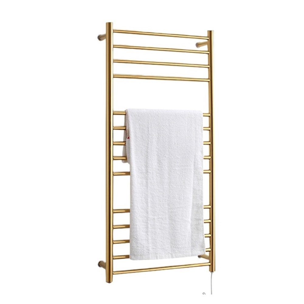 Bathroom 304 Stainless Steel Gold Heated Towel Warmer Waterproof Grade Ip56 Electric Heating Towel Rail Rack 1(A)