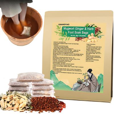 30 PCS Mugwort Ginger Herb Foot Soak Bags 31.7OZ,Lymphatic Drainage Chinese Herbal Wormwood Leg Foot Bath Bag, Chinese Herbal Foot Bath Spa Kits Foot Reflexology Relax