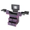 BQDRTMZ Rolling Makeup Train Case Professional Cosmetology Case on Wheels with 4 Swivel Wheels & Lockable Storage Box Large Tattoo Travel Case for Makeup Artists, Hairdressers, Beauticians (Purple) view 1