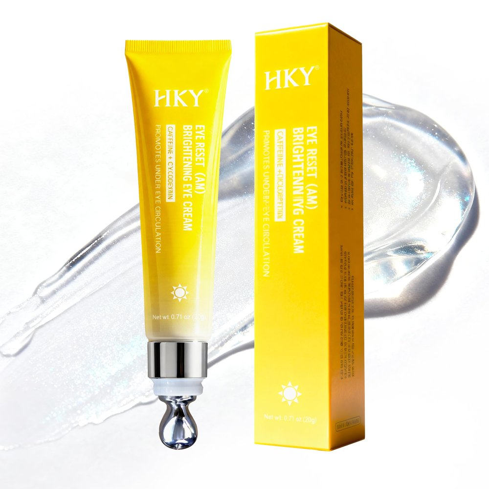 HKY Eye Cream, Under Eye Bags And Wrinkles Repair Cream Brightener, Anti Aging, Dark Circles Puffiness Under Eye Treatment With Caffeine Serum & Cyclodextrin, Morning Instant Firming