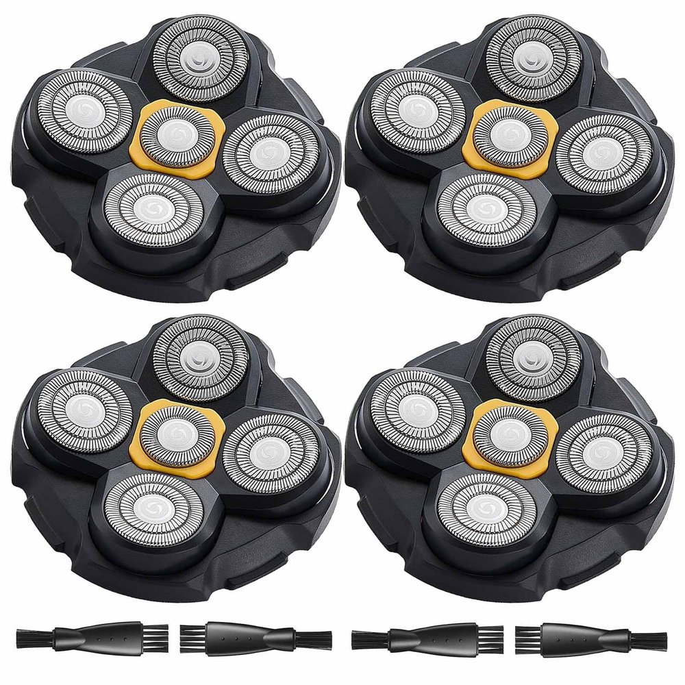 Micro Touch Titanium Head Shaver Replacement Head, 4PCS MTTTBHS Head Shaver Blades, 4 Cleaning Brush