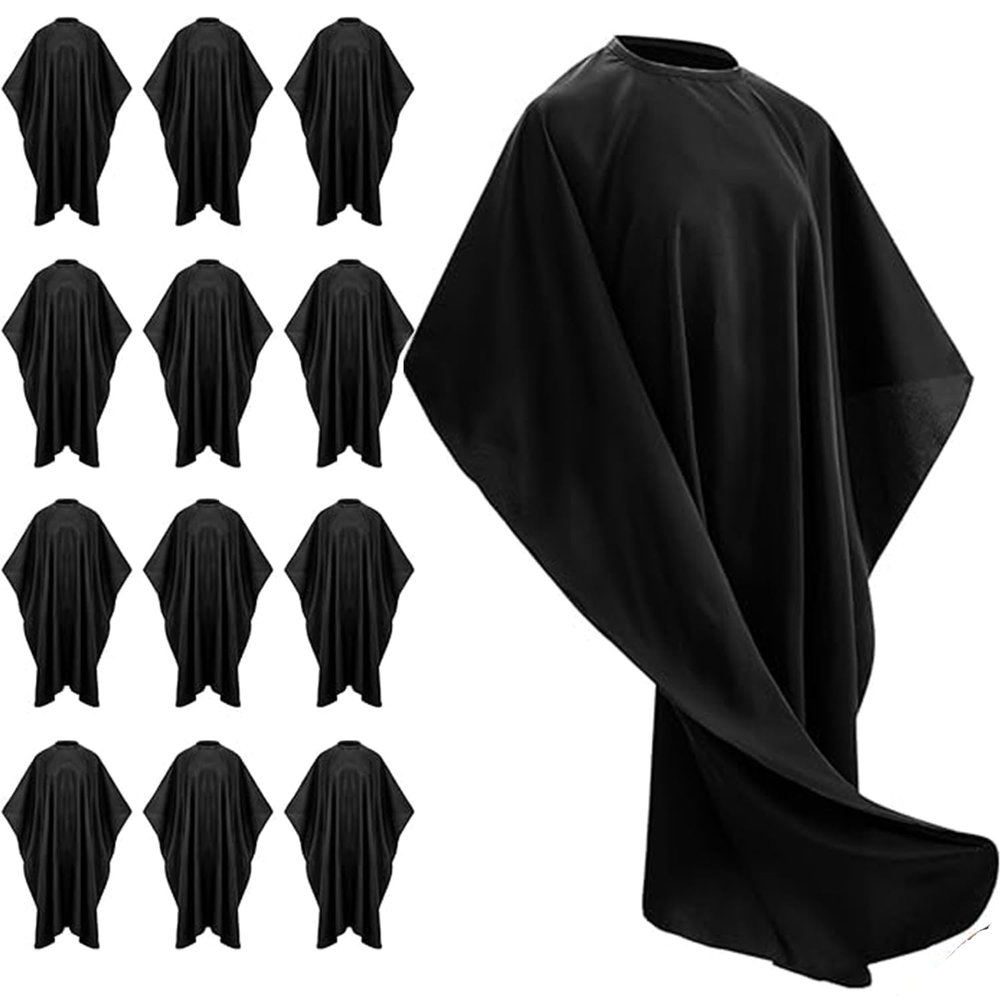 Barber Cape - 12pcs Waterproof Hair Cutting Cape with Snap Closure, Anti-Static Salon Apron for Women, Men, Kids - Professional & Home Use