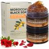 2 PCS Moroccan Black Soap with Argan and Rose Oil, SPA Level Handmade Black Beldi Soap Exfoliating and Softening, Natural and Organic for Face, Body, Hair and Shave, Rose Scent, 5.29 oz/150 g view 1