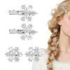 WHAVEL 4Pcs Rhinestone Snowflake Hair Clips Christmas Sparkly Metal Alligator Clips Silver Crystal Hair Barrettes Hairpins for Bride Wedding Winter Accessories for Women Gils view 1