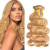 Blonde Bundles Human Hair Body Wave Bundles 12 14 16 Inch Unprocessed Brazilian Virgin Remy Hair 3 Bundle #27 Honey Blonde Body Wave Human Hair Extensions For Women 50 Gram Per Bundle view 1