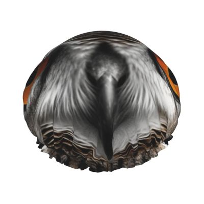 Owl Eyes Shower Cap for Women Men Double Layer Waterproof Bath Cap Elastic Reusable Shower Hat Bath Hair Wrap Hat Washable Shower Bonnet for Long Hair, Braids