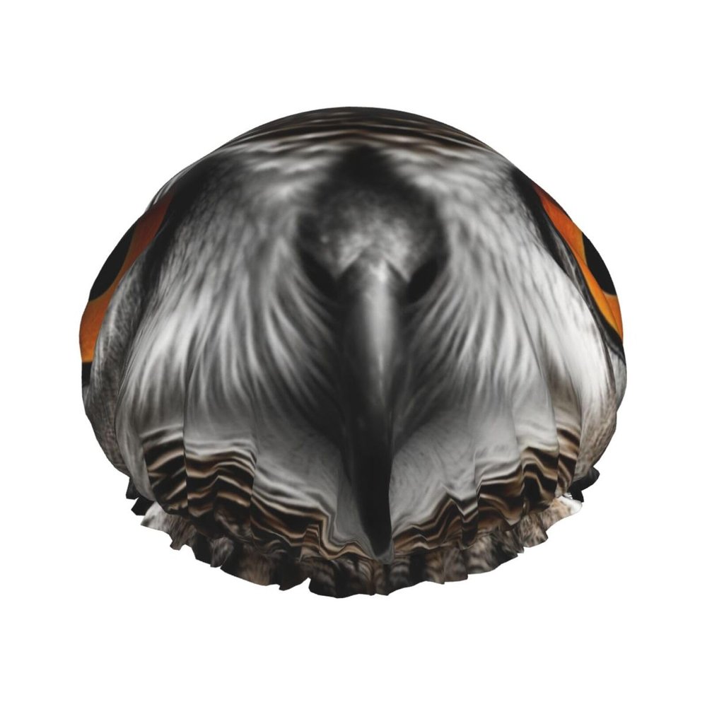 Owl Eyes Shower Cap for Women Men Double Layer Waterproof Bath Cap Elastic Reusable Shower Hat Bath Hair Wrap Hat Washable Shower Bonnet for Long Hair, Braids