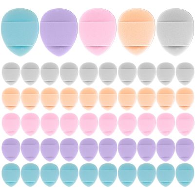 50 Pcs Blender Makeup, Finger Powder Puff, Mini Makeup Sponge Set for Foundation, Concealer, Face Powder, Under Eye Setting, Cosmetic Tool (Skin color, pink, gray, purple, blue)