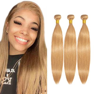 Blonde Bundles Human Hair Straight Bundles 30 30 30 Inch Unprocessed Brazilian Virgin Remy Hair 3 Bundle #27 Honey Blonde Straight Human Hair Extensions For Women 50 Gram Per Bundle