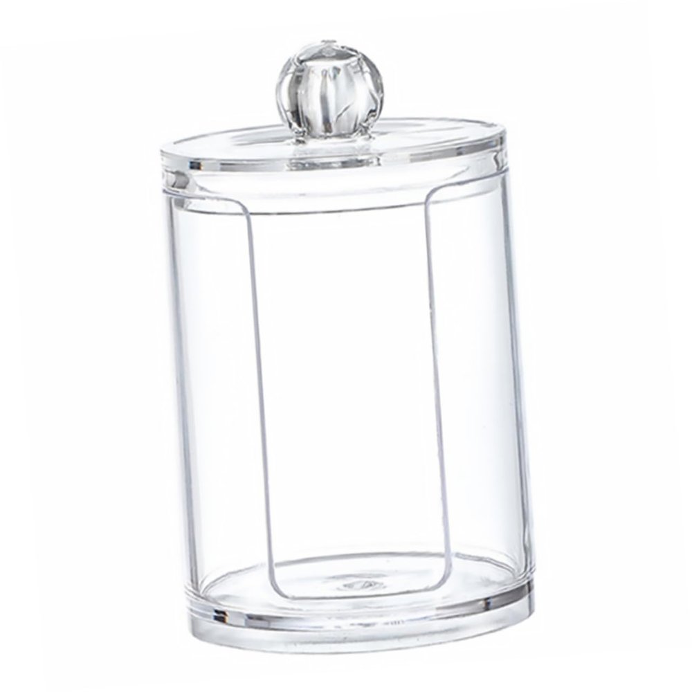 ABOOFAN Small Transparent Cotton Pad Holder with Groove Plastic Storage Box for Bathroom Mouthwash Cup Organizer Compact and Makeup Cotton Swab Container