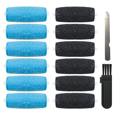12 Pcs Replacement Rollers Head Refills Compatible with Amope Pedi-Perfect Pro Electric Callus Remover Foot File (6 Extra Coarse & 6 Regular Coarse)