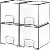 4 Pack Stackable Makeup Organizer, Acrylic Drawer Containers Bathroom Makeup Organizer and Storage, Small Storage Bins for Vanity, Undersink, Bathroom, Pantry, Kitchen Cabinets (Clear_4pcs) view 1