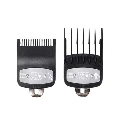 G&BPRO Black Pro Fade Guards for Clippers | Adjustable 1.5 & .5 Tight Guards | Compatible with All Clippers Except Metal Detachable Blades | Hair Clipper Guards Set for Precise Fades