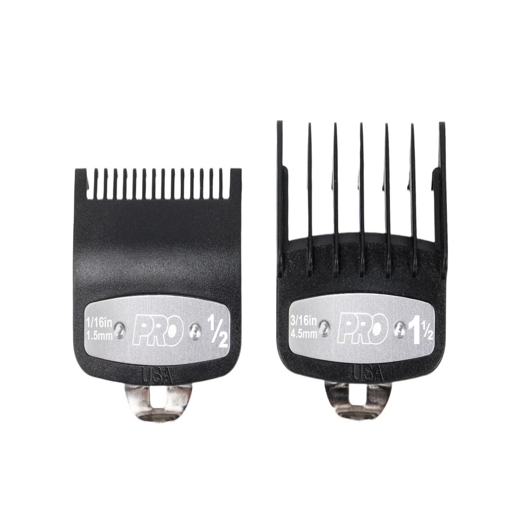 G&BPRO Black Pro Fade Guards for Clippers | Adjustable 1.5 & .5 Tight Guards | Compatible with All Clippers Except Metal Detachable Blades | Hair Clipper Guards Set for Precise Fades