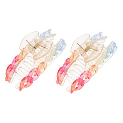 FRCOLOR 2Pcs Colorful Acrylic Hair Clamps for French Design Non Slip Jaw Clips with Strong Hold for Thick Curly Straight Hair Durable Heavy Duty
