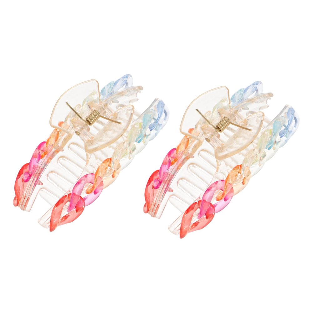 FRCOLOR 2Pcs Colorful Acrylic Hair Clamps for French Design Non Slip Jaw Clips with Strong Hold for Thick Curly Straight Hair Durable Heavy Duty