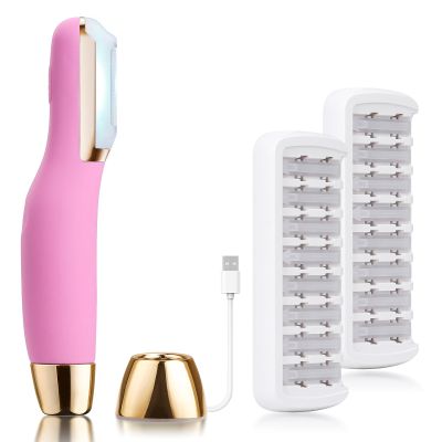CEVEK Sonic Dermaplane Razor for Women Face, Dermaplaning Tool for Face, Facial Hair Removal for Women, Sonic Edge Technology, Peach Fuzz with 16 Replaceable Blades(Pink)