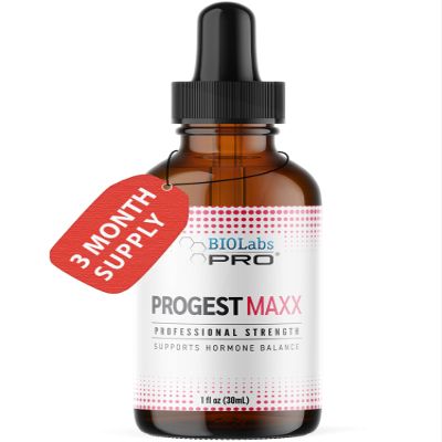 BIOLABS PRO Progest Maxx Oil - Bioidentical Natural Solution - 8mg Per Drop - Three Month Supply - Luxury Glass Bottle - 1oz