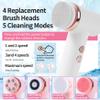 4 in 1 Facial Cleansing Brush, Multi Function Electrical Face Wash, Brush IPX6 Waterproof Portable Face Scrubber, 5 Speed Adjustable, 2 Rotation Directions Adjustable, Gift for Women Men (White) view 4