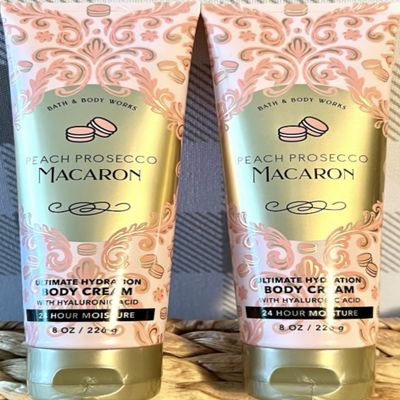 2 PEACH PROSECCO MACAROON Daily Nourishing Bath Body Super Smooth Body Lotion Cream 8 OZ