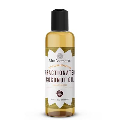 AFROCOSMETICS Fractionated Coconut Oil 8 OZ Skin and Hair Moisturizer