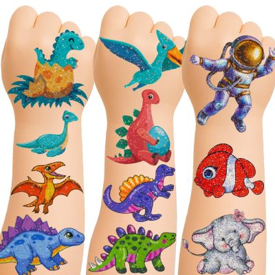 150+ Kids Glitter Temporary Tattoos for Boys  Individually Wrapped, Waterproof Tattoo Stickers  Mermaid, Dinosaur, Animal, Ocean, Space & More