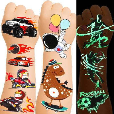 150+ Glow Kids Temporary Tattoos for Boys  Individually Wrapped, Waterproof, Glow in the Dark  Dinosaur, Ocean, Sports, Space