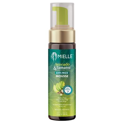 Mielle Organics Avocado & Tamanu Curly Hair Mousse - Anti Frizz Hair Foam for Curly, Wavy, Coily Styles - Medium Hold Styling to Define & Control for a Soft, Natural Shine Finish (7.5oz)