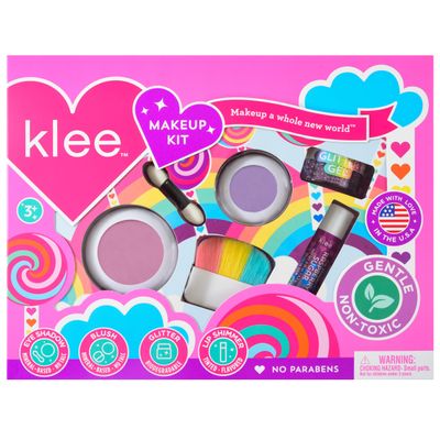 Klee Naturals Makeup Kit with Eye Shadow, Blush, Glitter Gel and Lip Shimmer. Kid-Friendly and Non-Toxic. Made in USA. (Whirl With It)