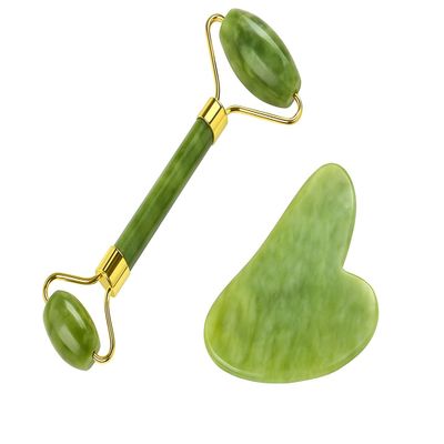 Green Natural Gua Sha Lymphatic Drainage Massager, Facial Tools & Jade Roller for Skincare, Self Care Gifts for Women, Face Massager Tool, Spa & Relaxation Gifts, Beauty & Personal Care