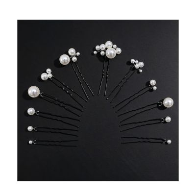 12 Pieces Bridal Pearl Hair Pins for Party, Handmade Pearl Hair Accessories, Wedding Hairstyles Accessories for Bridesmaid Girls Various Sizes (1set-12pcs)