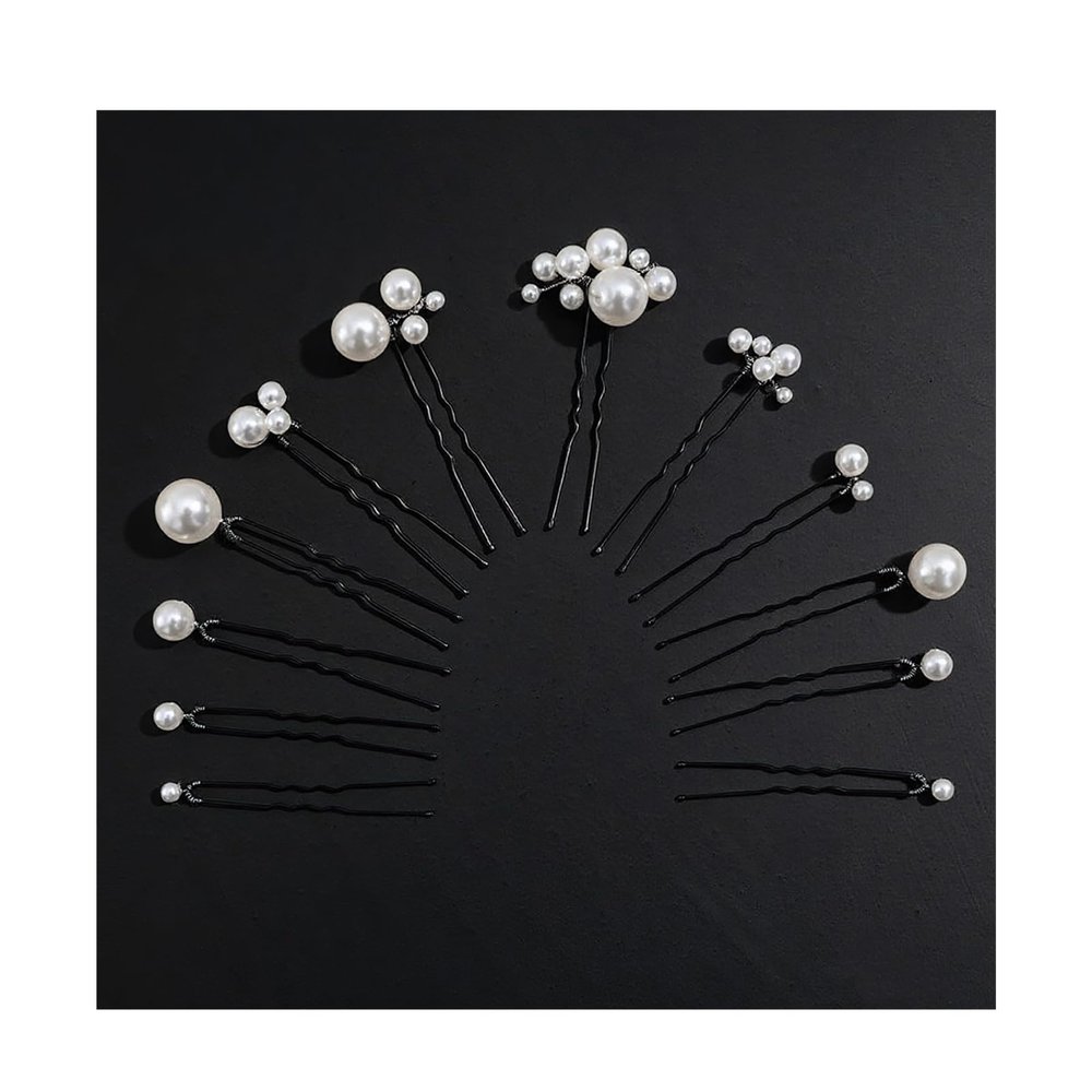 12 Pieces Bridal Pearl Hair Pins for Party, Handmade Pearl Hair Accessories, Wedding Hairstyles Accessories for Bridesmaid Girls Various Sizes (1set-12pcs)