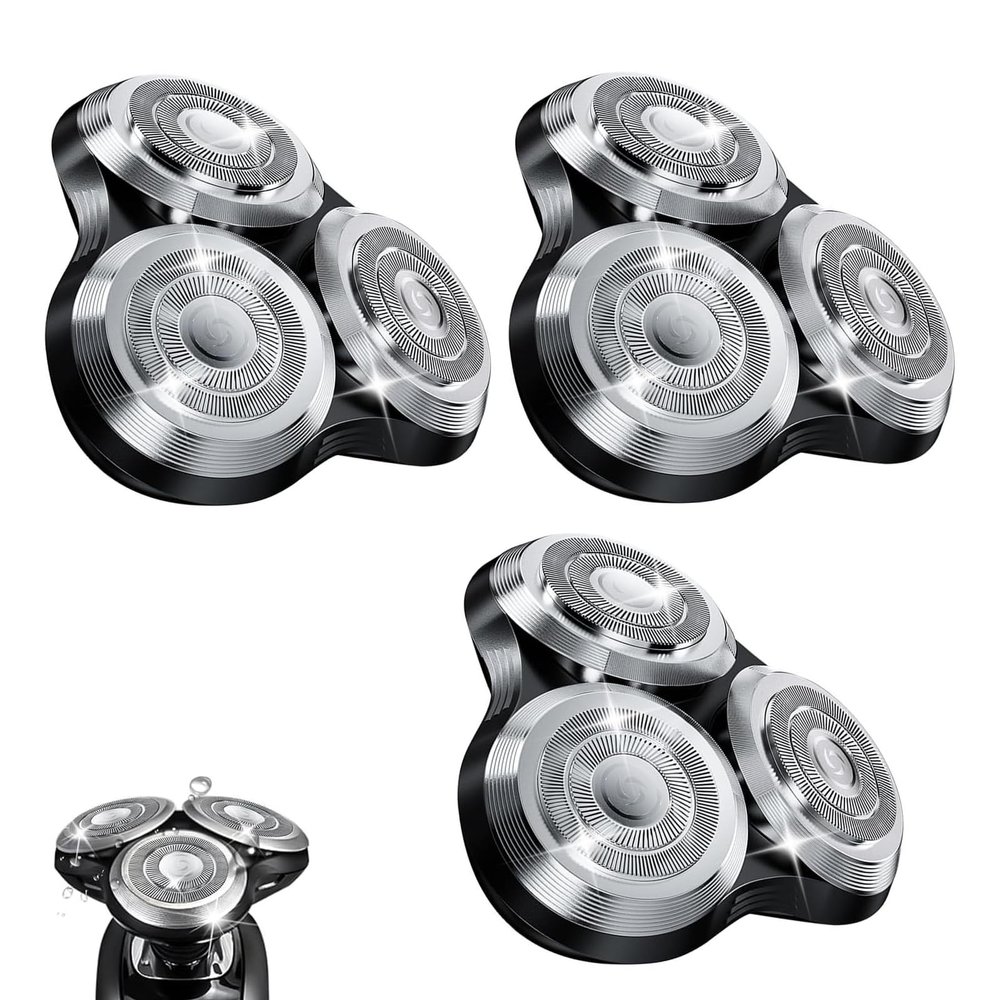 SH90 Replacement Rotary Heads Compatible with Philips Norelco Shavers Series 9000,Replacement Shaver Head with Upgrade Double-Layer Precision Blades for Men's Shaving (3PC-Silver)