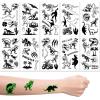 10 Sheets Dinosaur Temporary Tattoos, Waterproof Luminous Dino Tattoo Stickers, Glow in the Dark Dinosaur Theme Makeup Fake Tattoo for Birthday Parties, Holiday Supplies view 2