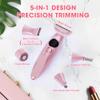 Karrte 5-in-1 Electric Razor for Women's Pubic Hair, Painless Body Shaver and Facial Epilator, Hair Removal for Face, Bikini Trimmer for Women's Private Area Pink view 2