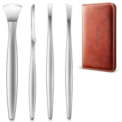 Pedicure Knife Set, 4PCS Professional Pedicure Tools for Feet, Ingrown Toenail Removal Blades Kit, Stainless Steel Corn Removers, Foot Scraper, Callus Shaver Foot Blades, Dead Skin Removal