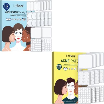 LitBear Large Pimple Patches (7 Sizes 112 Counts + 5 Sizes 228 Counts)