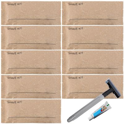 10Pack Luxury Individually Wrapped Eco-Friendly Travel Disposable Razors Kit With Shave Cream; Clean and Hygienic; Pocket Shave Set for Guests; Skin Friendly Hotel Shaving Razor for Hotel,Travel