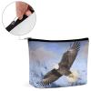 KMRHOUTIQ Small Makeup Bag with Zipper Bald Eagle Flying Travel Toiletry Bag for Women Leather Cosmetic Bags for Purse Waterproof Portable Zippered Pouch Personalized Mini Make Up Case Organizer view 4