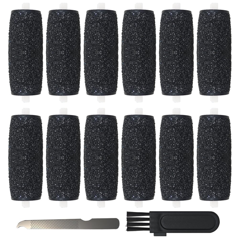 12 Pcs Replacement Rollers Head Refills Compatible with Amope Pedi-Perfect Pro Electric Callus Remover Foot File - Extra Coarse