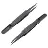 10PCS Anti-static Plastic Tweezer Heat Repair Tool Portable Black Straight Bend 93303 Tweezer view 1