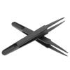 10PCS Anti-static Plastic Tweezer Heat Repair Tool Portable Black Straight Bend 93303 Tweezer view 2