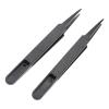 10PCS Anti-static Plastic Tweezer Heat Repair Tool Portable Black Straight Bend 93303 Tweezer view 3