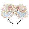 TTYAO REII Kawaii Big Bow Lace Headband for Women Bowknot Hairband Elegant Hair Hoop Lolita Accessories for Tea Party (Beige Blue Pink, M) view 1