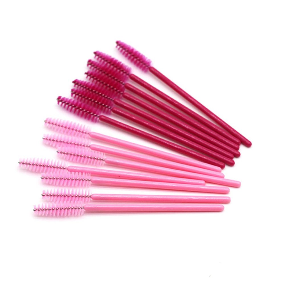 SKISUNO 50pcs Disposable Pink Eyelash Mascara Brushes with Bendable Heads Lash Separators for Professional Salon and Personal Makeup Soft Eyelash Brush Wands for Smooth Mascara Application