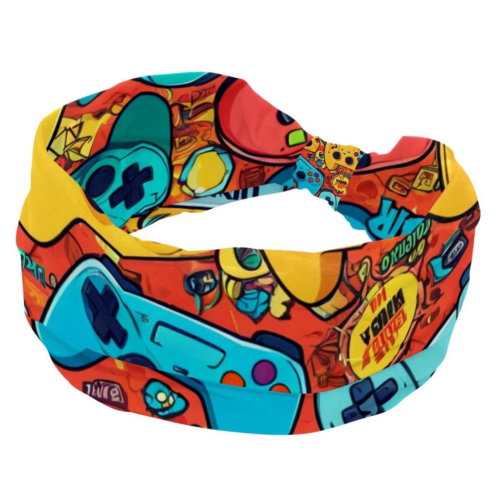 1 Pack Headbands for Women Non Slip Elastic Sports Hair Bands for Women, Soft Cloth Headband for Workout Yoga Fashion Hair Accessories,Art Game Controller-1100