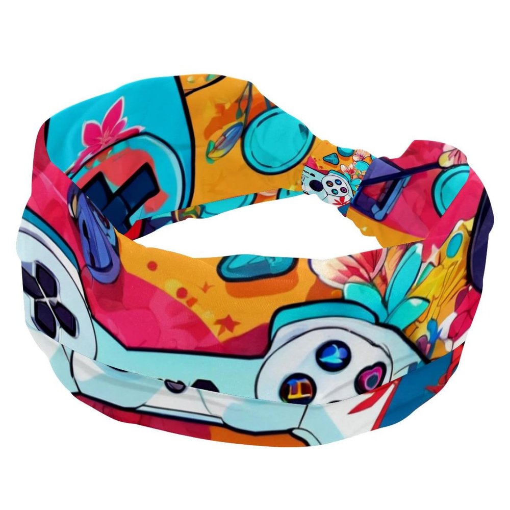 1 Pack Wide Headbands For Women Elastic Headband Art Game Controller-1087 Head Bands Women's Hair Band Turban Workout Soft Sweat Hairband Accessories