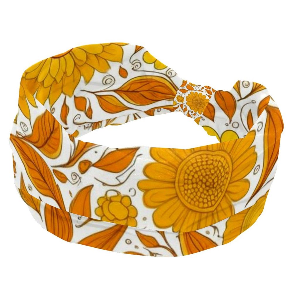 1 Pack Headbands for Women Non Slip Elastic Sports Hair Bands for Women, Soft Cloth Headband for Workout Yoga Fashion Hair Accessories,Yellow Sunflower-263