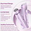 ANFOOS Women's Electric Shaver Bikini Trimmer for Women Razors 2-in-1 Dual Head Design IPX7 Waterproof Wet & Dry Use Body Groomer Hair Trimmer Remover for Facial Underarm Arm Face Leg Bikini (Purple) view 3